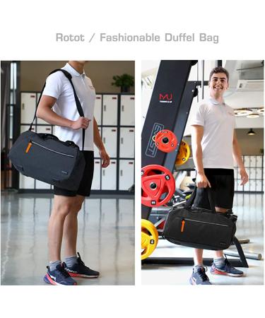 ROTOT Gym Duffel Bag with Waterproof Shoe Pouch - Weekend Travel Bag with Insulated Pocket | Black - Buy Online on GoSupps.com