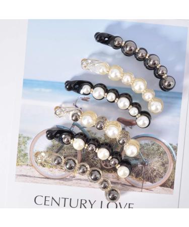 DEEKA 6 PCS Pearl Hair Clips - Banana Clips & Jaw Clips for Women & Girls | 4.1 Inch Rhinestone Barrettes - Buy Online on GoSupps.com