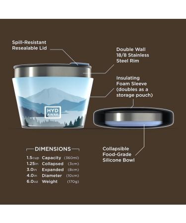 HYDAWAY Collapsible Insulated Bowl with Lid | Portable  Packable  Insulating  Resealable  Hot-and-Cold Dinnerware for Camping  Hiking  Backpacking  Van Life  Travel | 1.5 Cup Capacity Cascadia - Buy Online on GoSupps.com