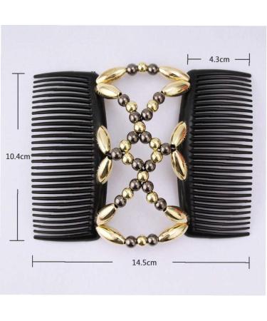 Beads Hair Combs Magic Elastic Hair Clips Stretchy Hair Comb Double Clips for Female Girls Hair Accessory - Buy Online on GoSupps.com