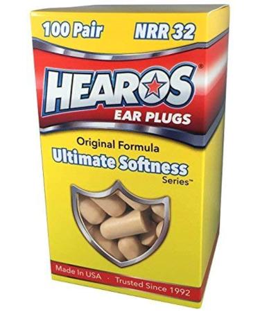 All one tech Hearos Ultimate Softness Foam 32dB NRR Soft Ear Plugs Noise Reduction for Hearing Protection Sleeping Snoring Working Shooting Tan 100 Pairs 200 Count (5299)