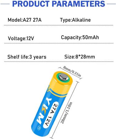YKM 5 Pack A27 12 Volt Alkaline Battery - LR27A MN27 L828F 27A 12V for Ceiling Fans & Garage Door Openers - International Shipping Available - Buy Online on GoSupps.com