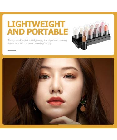 Angoily 12pcs 12 Shadow Box Highlighters Glitter Eye Shadow Girl Makeup Supplies Boxed Tool - Buy Online on GoSupps.com