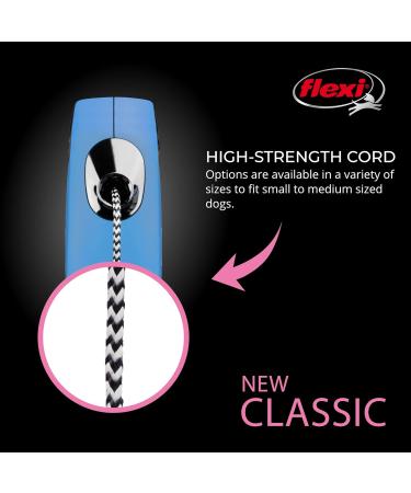 Flexi Classic Insertional Dog Leash - Ergonomic Durable 4.8m (16ft) for Dogs Up to 20kg - Medium Blue - International Shipping - Buy Online on GoSupps.com