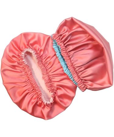 AKISS Kids Satin Silk Bonnet Cap for Girls 3-14 Years - 2pcs Set (Living Coral/Pink, Living Coral/Arctic Blue) - Buy Online on GoSupps.com