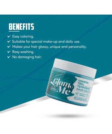 Vatika Naturals's Glam Me Coastal Teal Temporary Hair Colour - 6oz | Made With Bee Wax | Natural Hairstyle Colour | For Men & Women - Buy Online on GoSupps.com