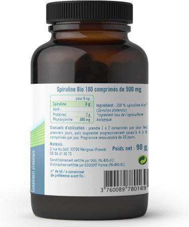 NATESIS Organic & Vegan Spirulina 180 tablets High in Protein Phycocyanin 16.5% Sport Weight Control Energy Immunity High Quality - Buy Online on GoSupps.com