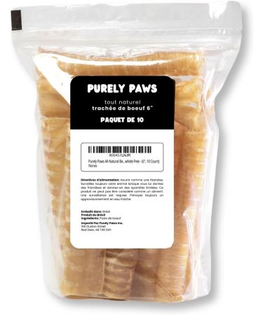 Purely Paws All-Natural Beef Trachea - Safe Digestible Dog Chews - Single Ingredient Trachea Chew - Rawhide Free - (6 Inch - 10 Pack) 6" (10 Pack) - Buy Online on GoSupps.com