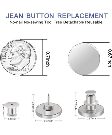 12 Sets No-Sew Jean Buttons Pins for Loose Pants - Adjustable Snap Tack Jeans Button Replacement - 12 Silver Letters - Buy Online on GoSupps.com