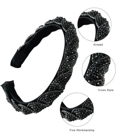 scicent Black Headband Fashion Padded Hair Band Rhinestone Headbands Crystal Head Band Wedding Hair Accessories for Women Girls Hair Decoration for Daily Wearing Make Up Party - 26803 - Buy Online on GoSupps.com