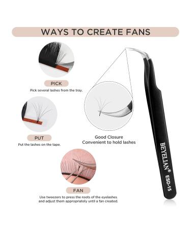 BEYELIAN ESD-15 Curved Tip Volume Eyelash Extension Tweezers - Professional Lash Tool for Precision Application - Buy Online on GoSupps.com
