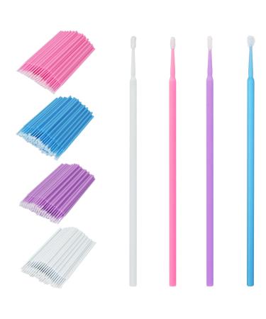 Shintop 400pcs Micro Applicator Brushes Disposable Eyelash Extension Brushes for Makeup Oral and Dental (Purple+Blue+Pink+White) White 400 Count (Pack of 1)