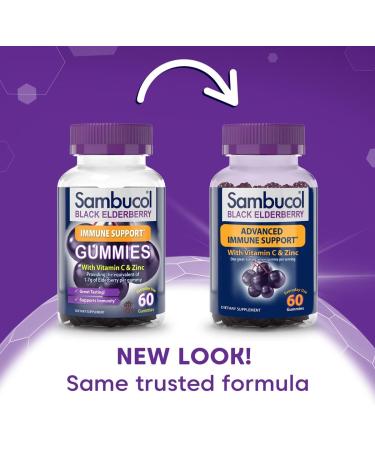 Sambucol Black Elderberry Gummies â€“ Immune Support with Vitamin C & Zinc â€“ 60 Natural Berry Gummies - Buy Online on GoSupps.com