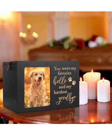XLarge Pet Memorial Urn for Dog or Cat Ashes - Wooden Cremation Urn with Photo Frame and Memory Box - Loss Pet Remembrance Gift - Buy Online on GoSupps.com