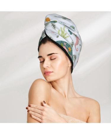 Quick-Dry Hair Towel Wrap - Turtle & Sea Life Design | Ultra-Absorbent Hair Drying Turban - Buy Online on GoSupps.com