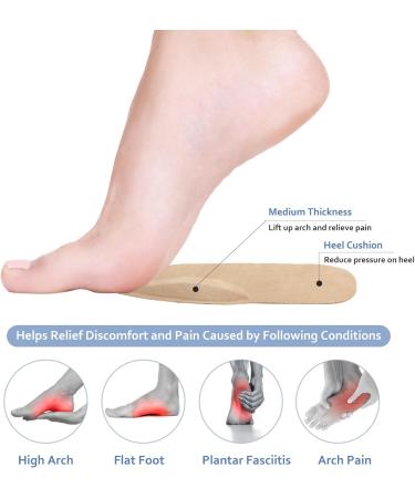 Pigskin Arch Support Insoles for Women | Pain Relief for Plantar Fasciitis & Flat Feet | Self-Adhesive Heel Cushions for High Heels Sandals & Flats - 2 Pairs (Size 8-12 - Buy Online on GoSupps.com