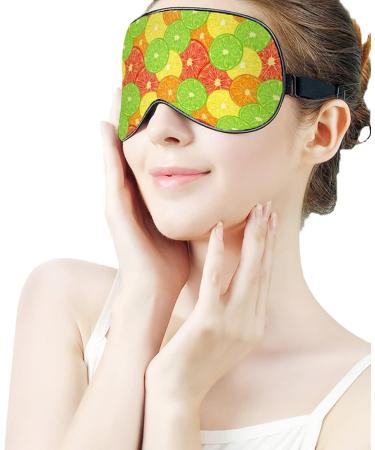 Citrus Slice of Lime Orange Sleep Mask for Women - Adjustable Eye Shades with Elastic Strap | Comfortable Sleep & Travel Accessory - Buy Online on GoSupps.com