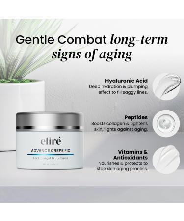 Elir Advanced Crepe Fix- Firming & Smoothing Cream for Crepey Aging Skin- Hydrates Lifts & Restores Skin on Arms Legs & Body- Fast Absorbing Non-Greasy Formula - 120ml - Buy Online on GoSupps.com
