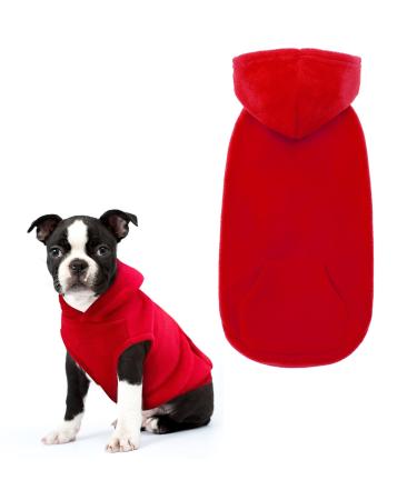 EXPAWLORER Pet Dog Clothes with Pocket Polar Fleece Dog Hoodie Fall Cold Winter Sleeveless Sweater with Hat Warm Cozy Sweatshirt for Small to Large Dogs Boy and Girl (Red S) Small (Pack of 1) Red