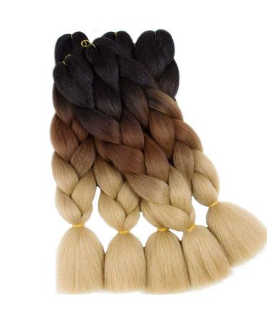LDMY Jumbo Braids Hair Extensions 6 Bundle Pack - Ombre Brown & Blonde 24 Synthetic Kanekalon Jumbo Braiding Hair - Buy Online on GoSupps.com
