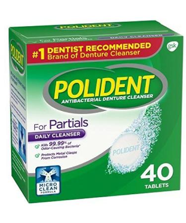 Polident Partials, Antibacterial Denture Cleanser 40 ea (Pack of 2)