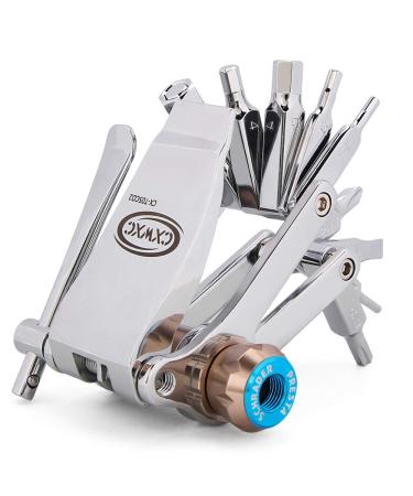 Bike Tool Mini 16 in 1 Multi-Tool - Chain Tool/Torx/Hex/Screwdriver Bicycle Multitool Kit - Cycling Mechanic Repair Tools with CO2 Inflator For Road and Mountain Bikes