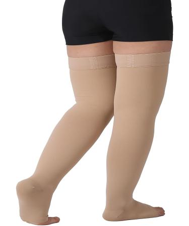 TOFLY Medical Thigh High Compression Stockings (Pair) 15-20mmHg Graduated Support for Varicose Veins Edema - Beige 3XL - Buy Online on GoSupps.com