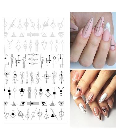 Geometric Heart & English Letter Nail Art Stickers - 6 Sheets - Buy Online on GoSupps.com