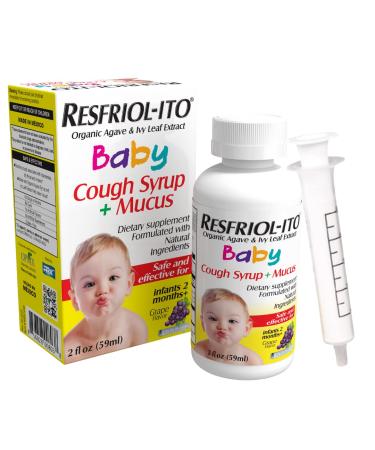Resfriolito Baby Cough Syrup + Mucus 2 fl oz Infants 2 Months+ Grape Flavor - Jarabe para la TOS + Flemas
