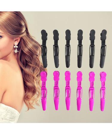 12 Piece Black Alligator Hair Clips - Salon Neckline Clips for Strong Hair & Hairdresser Styling - Buy Online on GoSupps.com