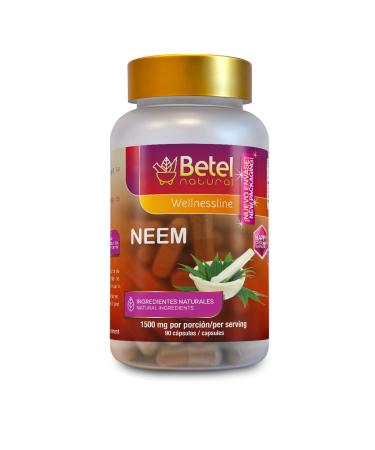Betel Natural Premium Neem Capsules 1500 mg per Serving - Veggie Capsules - 90 Caps