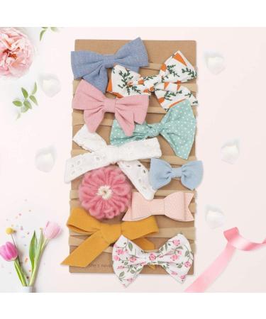 Headbands and Bows for Baby Girl 10 Pcs Hair Accessories for Newborn Infant Toddler with Different Chic colors and Styles - Buy Online on GoSupps.com