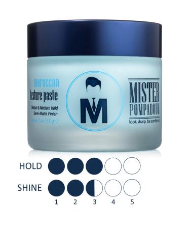 Mister Pompadour Moroccan Texture Paste - 2 Oz | Semi Matte Pomade for Men | Natural Ingredients | Ideal for Straight, Thick, or Curly Hair - Buy Online on GoSupps.com