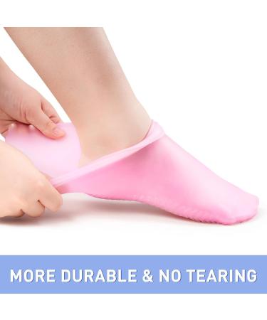 Aphlos Long Silicone Socks 2 Pairs Moisturizing Socks Soft Gel Socks for Dry Cracked Feet Women Comfortable for Overnight Use & Spa Recovery (Pink & White) - Buy Online on GoSupps.com