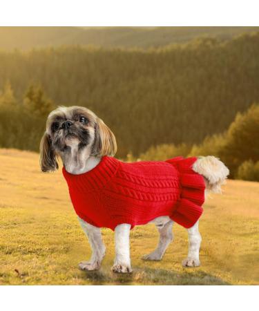Cozy Braid Knitted Dog Sweater | Winter Warm Turtleneck Pet Jacket for Small & Medium Dogs & Cats - Red - Buy Online on GoSupps.com