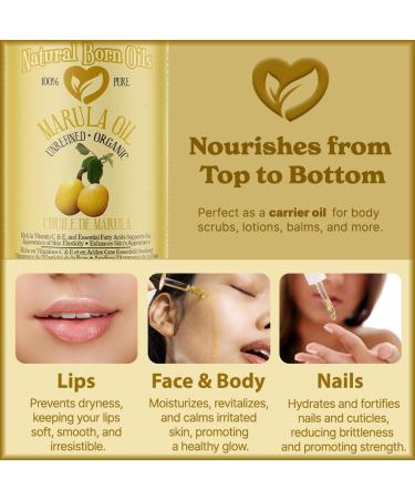Natural Born Oils Marula Oil 4oz | 100% Pure Organic & Cold-Pressed | Rejuvenating & Moisturizing with Pump & Dropper - Buy Online on GoSupps.com