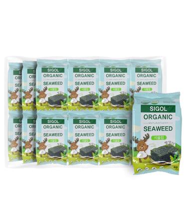 KD Home Organic Premium Sesame Oil Roasted Sigol Seaweed 24PK (0.14 oz x 24EA). Seaweed Snack, Made Gluten Free, Non-GMO, No Preservative, and Vegan Snack. Perfect for On the Go, Good with Any Meal
