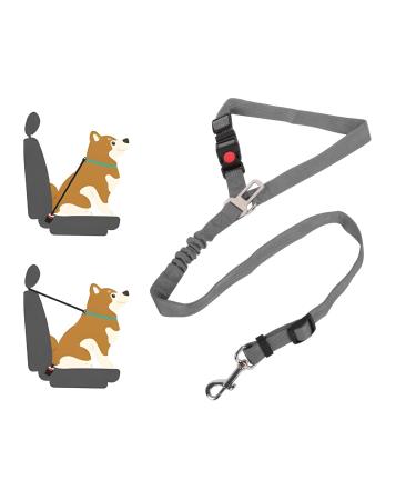 Lollanda seat belt dog car dog belt for car seats with reflective stripes and buffer ropes adjustable dog belt for large medium and small dogs (gray)
