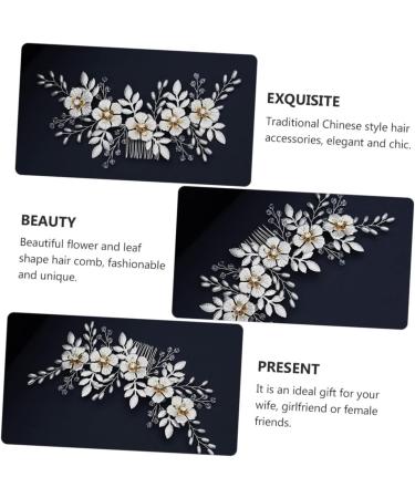 FRCOLOR 1Pc white leaf comb pearl headpiece Teen Girl Prom Headwear Bridal Shower Headpiece Rhinestone Hair Barrette wedding pearl comb clip white decor Accessories Pretty bridesmaid alloy - Buy Online on GoSupps.com