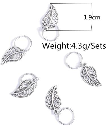 Inilbran Vintage Leaf Dreadlocks Hair Rings Silver Leaf Pendant Hair Braid Rings Tiny Leaf Dreadlocks Ring Hair Braid Decorative Dreadlock Headwear Hair Accessories for Women and Girls Headdress Style A - Buy Online on GoSupps.com
