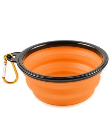 Phonenatic foldable silicone dog bowl in orange travel bowl for dogs and cats with carabiners s orange 350 ml 60014333 orange s