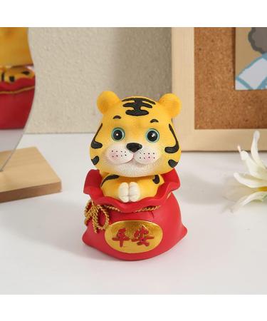 ORFOFE Kids Playset 1pc Year of The Tiger Bobble Head Ornament Red Lucky Bag Office Purse Resin Children Toys Red 6X6X9.5CM - Buy Online on GoSupps.com