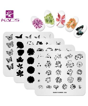 KADS Nail Art Stamp Plate Overprint Butterfly Flower Leaves Series Nail stamping plate Template Image Plate Nail Art DIY Decoration Tool T5