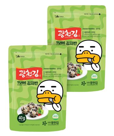 Kwangcheonkim Kakao Friends Tube Seaweed flakes Jaban Korean Crispy Laver Flakes 40g (1.41 oz.) Crispy Seasoned Premium Natural Nori Sheets Roasted Savory Tasty KETO VEGAN DIET Gluten Free Re-sealable Pouch Perfect On-the-go Healthy Snack for Kids & Adult