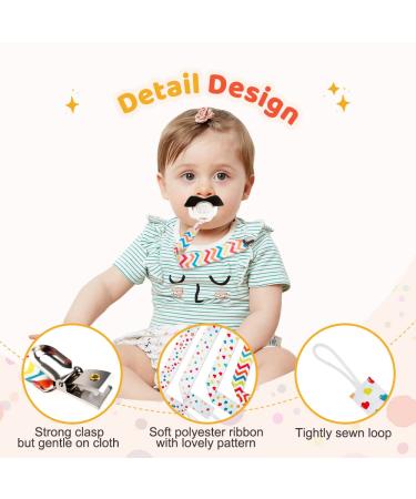 Symbolife Colorful Star Pacifier Clip Holder Leash - Unisex Baby Shower & Birthday Gift - Buy Online on GoSupps.com