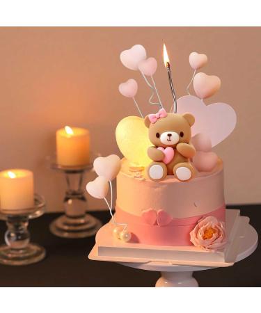LaVenty 12 PCS Pink Bear Cake Decoration Heart Love Cake Topper Heart Teddy Bear Cake Decoration Baby Shower Cake Decoration Baby Girl Cake Decoration Pink 2 - Buy Online on GoSupps.com
