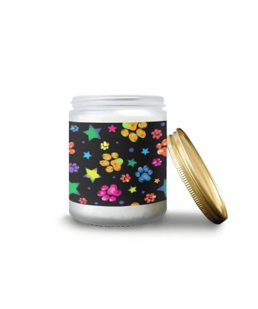 Lavender Candles for Home Scented Aromatherapy Jar Candles 7 oz Long Lasting Candles Scented Candles Gift Set for Women Perfect for Birthday Gifts Colorful Animal Paw Print
