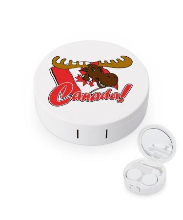 Canadian Moose Cute Contact Lens Case Travel Portable Round Contact Storage Box Kit with Mirror for Daily Outdoor style