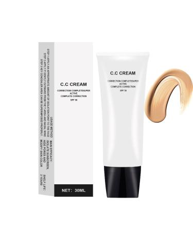 Skin Tone Adjusting CC Cream SPF 50,Cosmetics CC Cream, Colour Correcting Self Adjusting for Mature Skin,All-In-One Face Sunscreen and Foundation,Pre-makeup Primer Moisturizing Skin Concealer Brightening Skin Tone,Natural