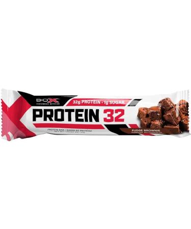 Buy BioX Protein 32 Bar - Delicious High Protein Low Sugar Bar (Fudge Brownie) - 32g Protein 1g Sugar Box of 12 - International Shipping Available - Buy Online on GoSupps.com